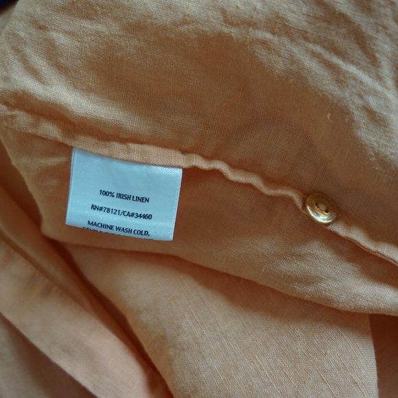 Eileen Fisher Linen Button-Up Shirt Orange Size S - Picture 7 of 11